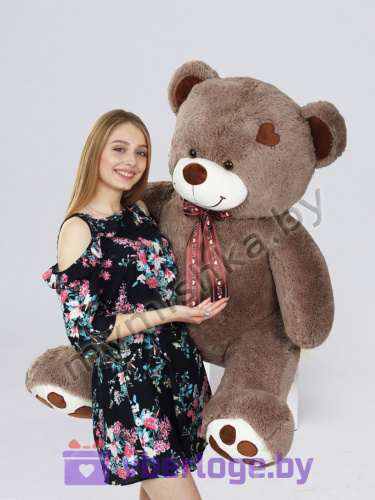 Плюшевый медведь Тонни 160 см Бурый с сердечком на голове