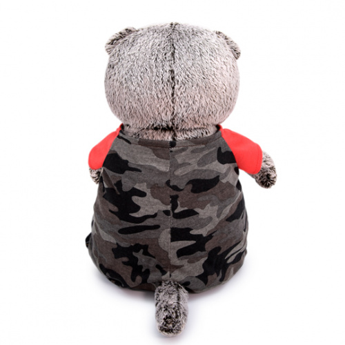 Мягкая игрушка кот Басик в камуфляжном комбинезне, 30 см