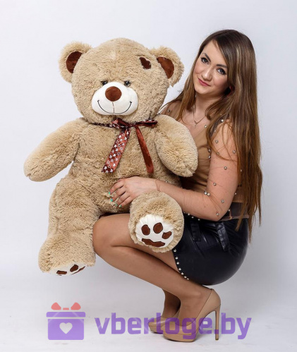 Плюшевый медведь Тонни 110 см Золотой с сердечком на голове